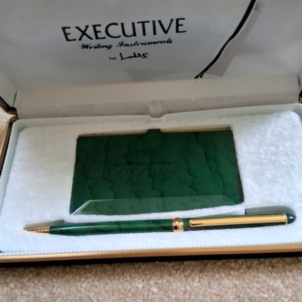 Lodis Executive Solid Brass Card Case & Deluxe Ballpoint Pen With Box